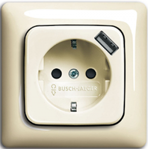 Розетка с з/к и USB сл.кость Busch-Duro 2000 ABB